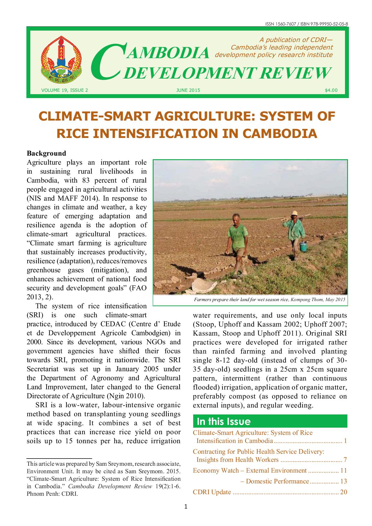 Climate-Smart Agriculture: System Of Rice Intensification In Cambodia