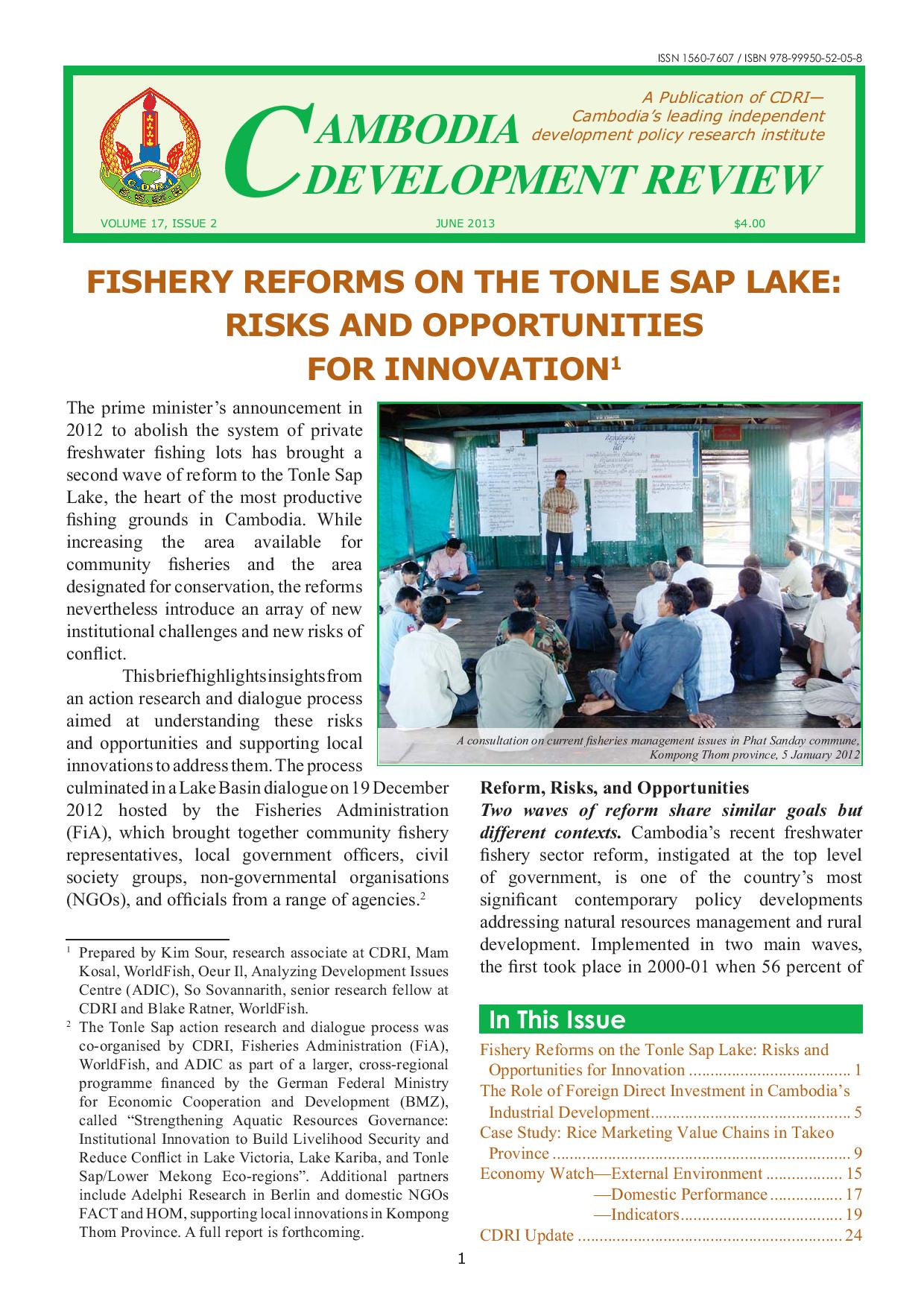 Fishery Reforms On The Tonle Sap Lake: Risks And Opportunities For Innovation