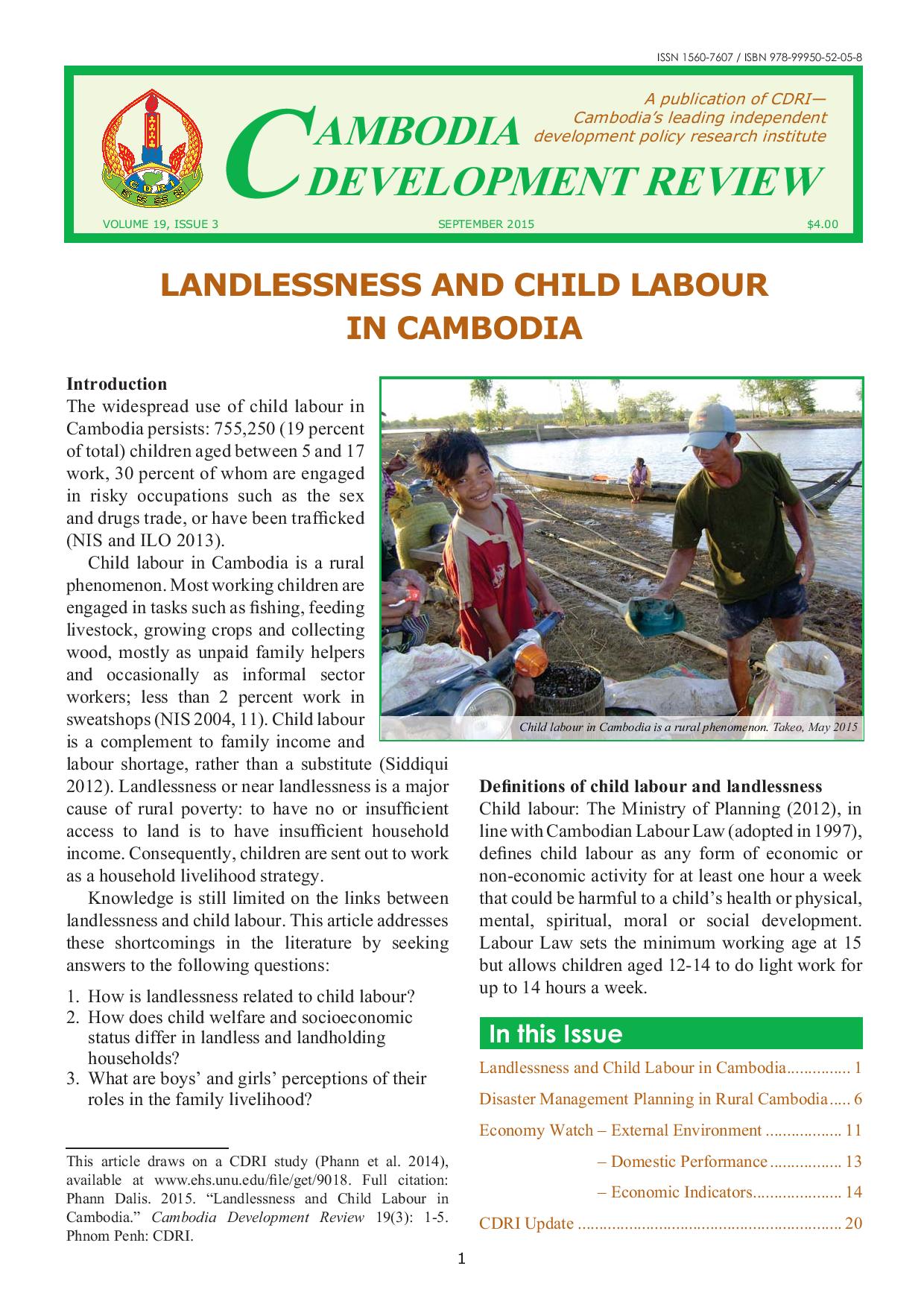 Landlessness And Child Labour In Cambodia