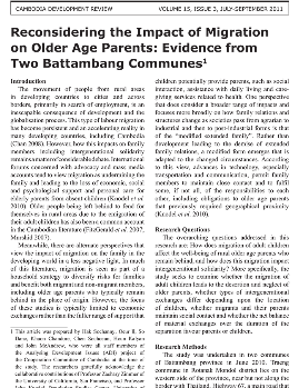 Reconsidering the Impact of Migration on Older Age Parents: Evidence from Two Battambang Communes