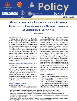 Mitigating the Impact of the Global Financial Crisis on the Rural Labour Market in Cambodia