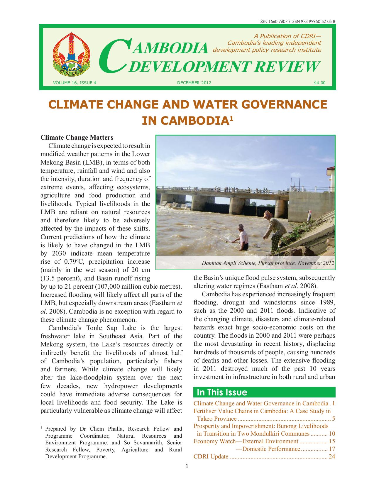 Climate Change and Water Governance in Cambodia