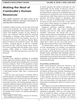Making the Most of Cambodia’s Human Resources