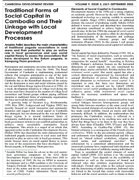 Traditional Forms of Social Capital in Cambodia and Their Linkage with Local Development Processes