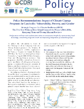 Policy Recommendations: Impact of Climate Change Programs in Cambodia: Vulnerability, Poverty, and Gender