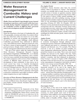 Water Resource Management in Cambodia: History and Current Challenges