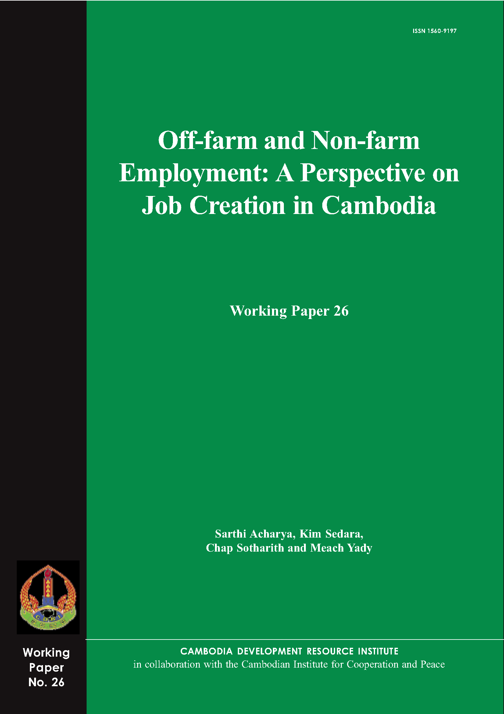 Off-farm and Non-farm Employment: A Perspective on Job Creation in Cambodia