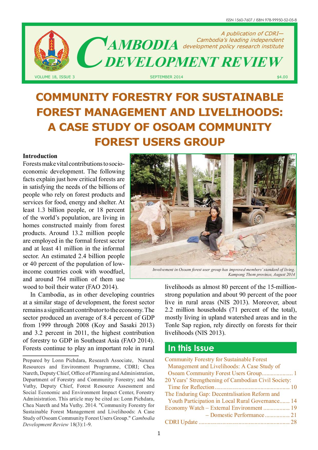 Community Forestry For Sustainable Forest Management And Livelihoods: A Case Study Of Osoam Community Forest Users Group