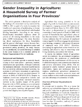Gender Inequality in Agriculture: A Household Survey of Farmer Organisations in Four Provinces