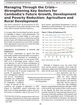Managing Through the Crisis— Strengthening Key Sectors for Cambodia’s Future Growth, Development and Poverty Reduction: Agriculture and Rural Development