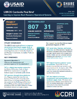 SHARE LIBROS (Learning to Improve Book Resource Operational Systems) Cambodia, Final Brief