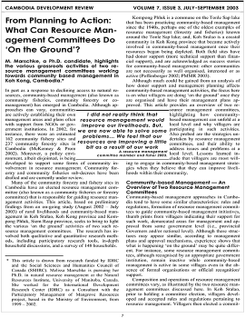 From Planning to Action: What Can Resource Management Committees Do ‘On the Ground’?