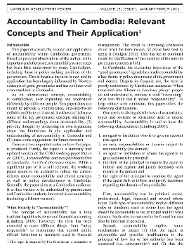 Accountability in Cambodia: Relevant Concepts and Their Application1