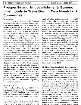 Prosperity and Impoverishment: Bunong Livelihoods in Transition in Two Mondulkiri Communes