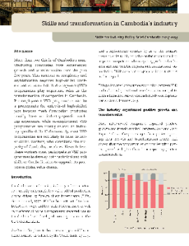 Skills and Transformation in Cambodia‘s industry