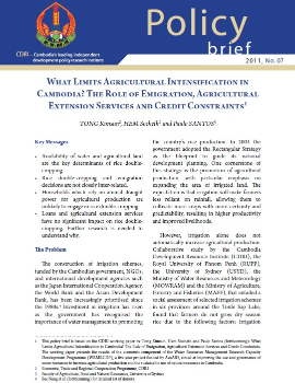What Limits Agricultural Intensification in Cambodia? The Role of Emigration, Agricultural Extension Services and Credit Constraints