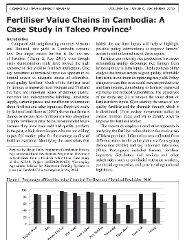 Fertiliser Value Chains in Cambodia: A Case Study in Takeo Province
