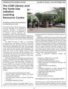 The CDRI Library and the Tonle Sap Initiative Learning Resource Centre