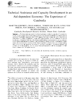 Technical Assistance and Capacity Development in an Aid-dependent Economy: The Experience of Cambodia