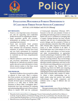 Evaluating Household Forest Dependency: A case from Three Study Sites in Cambodia