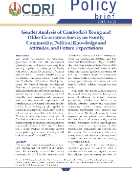 Gender Analysis of Cambodia’s Young and Older Generation Survey on Family,  Community, Political Knowledge and Attitudes, and Future Expectations