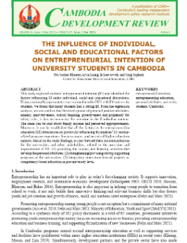 The Influence of Individual, Social and Educational Factors on Entrepreneurial Intention of University Students in Cambodia