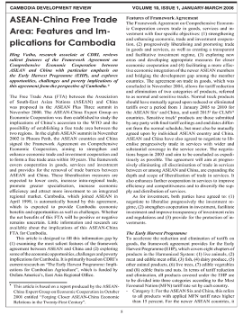 Asean-China Free Trade Area: Features and Implication for Cambodia