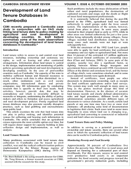 Development of Land Tenure Databases in Cambodia