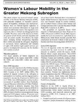 Women’s Labour Mobility in the Greater Mekong Subregion