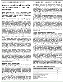 Prahoc and Food Security: An Assessment at the Dai Fisheries