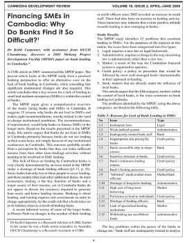 Financing SMEs in Cambodia: Why Do Banks Find it So Difficult?