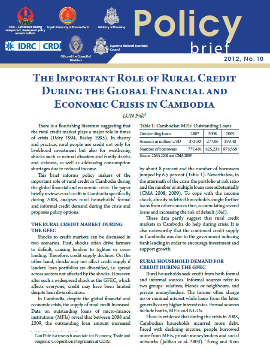 The Important Role of Rural Credit During the Global Financial and Economic Crisis in Cambodia