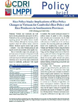 Rice Policy Study: Implications of Rice Policy Changes in Vietnam for Cambodia’s Rice Policy and Rice Producers in Southeastern Provinces