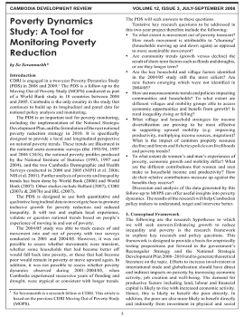 Poverty Dynamics Study: A Tool for Monitoring Poverty Reduction