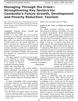 Managing Through the Crisis— Strengthening Key Sectors for Cambodia’s Future Growth, Development and Poverty Reduction: Tourism