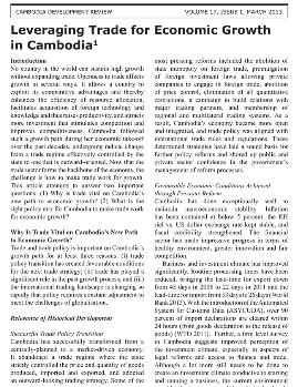 Leveraging Trade for Economic Growth in Cambodia