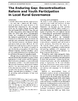 The Enduring Gap: Decentralisation Reform and Youth Participation in Local Rural Governance