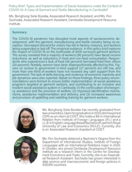 Types and Implementation of Social Assistance under the Context of COVID-19: A Case of Garment and Textile Manufacturing in Cambodia