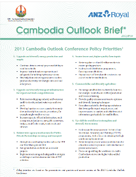 2013 Cambodia Outlook Conference Policy Priorities
