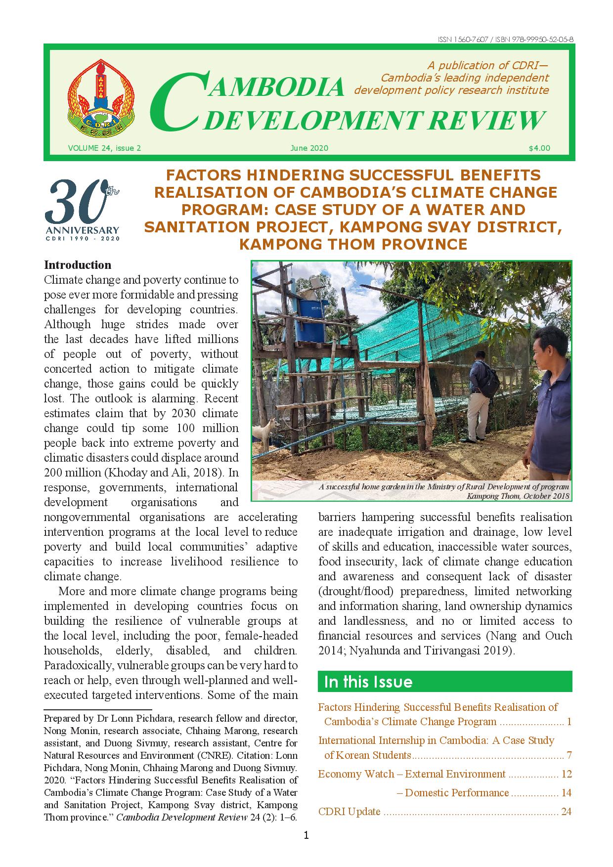 Factors Hindering Successful Benefits Realisation of Cambodia’s Climate Change Program