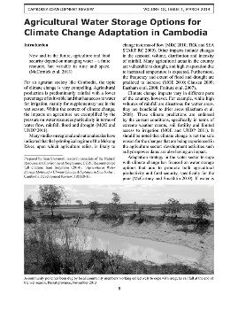 Agricultural Water Storage Options for Climate Change Adaptation in Cambodia