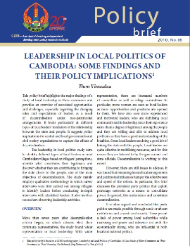 Leadership in Local Politics of Cambodia: Some Findings and their Policy Implications
