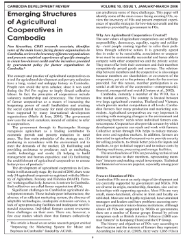 Emerging Structures of Agricultural Cooperatives in Cambodia