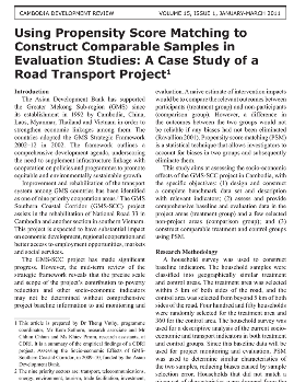 Using Propensity Score Matching to Construct Comparable Samples in Evaluation Studies: A Case Study of a Road Transport Project