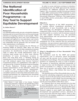 The National Identification of Poor Households Programme—a Key Tool to Support Equitable Development