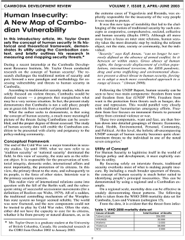 Human Insecurity: A New Map of Cambodian Vulnerability