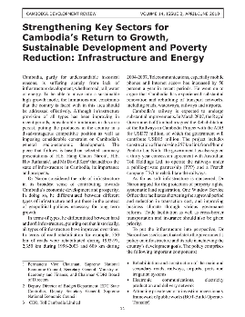 Strengthening Key Sectors for Cambodia’s Return to Growth, Sustainable Development and Poverty Reduction: Infrastructure and Energy