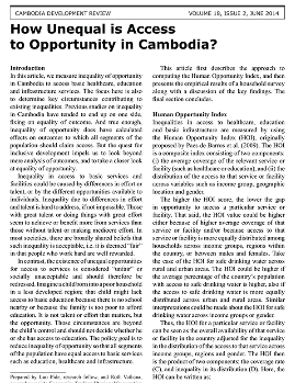 How Unequal is Access to Opportunity in Cambodia?