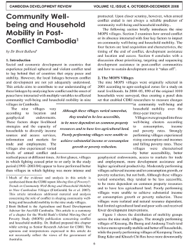 Community Wellbeing and Household Mobility in Post-Conflict Cambodia
