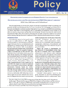 Decentralised Governance in Hybrid Polity: Localisation of Decentralisation and Deconcentration (D&D) Reform in Cambodia